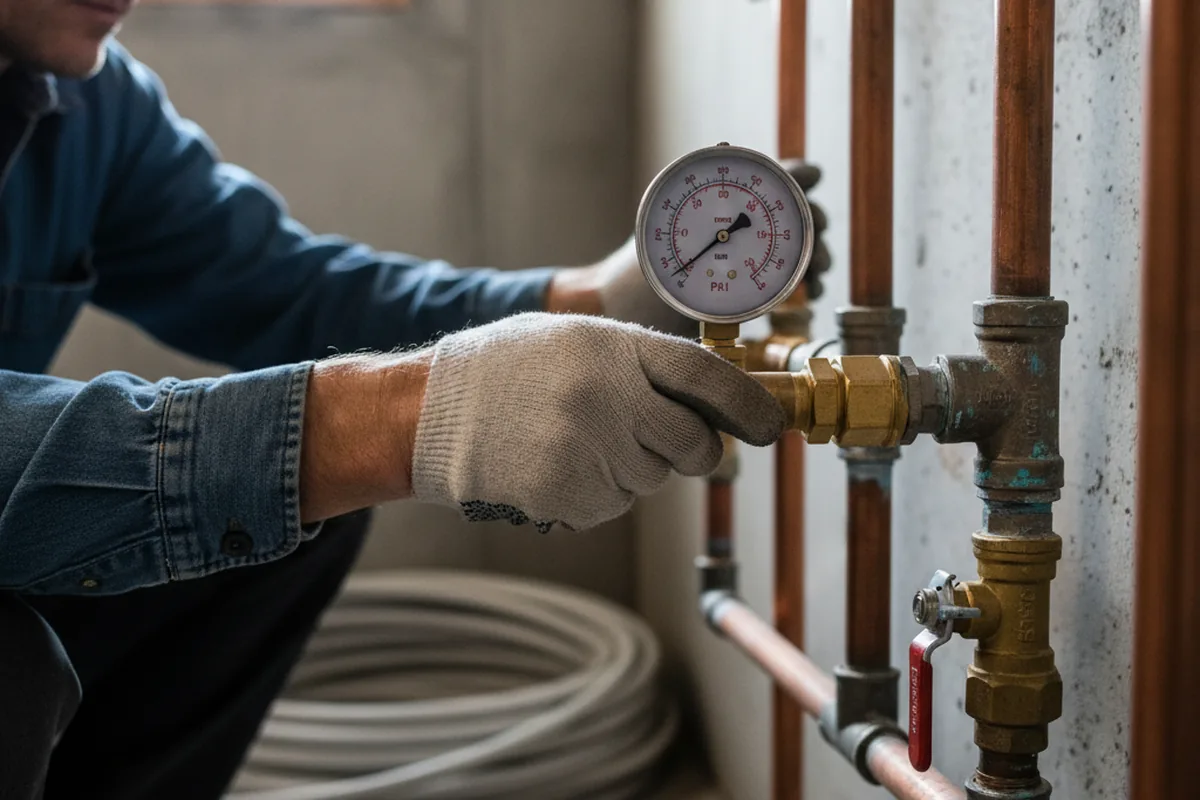 Pressure testing a repaired line during Water Line Repair in Wausau
